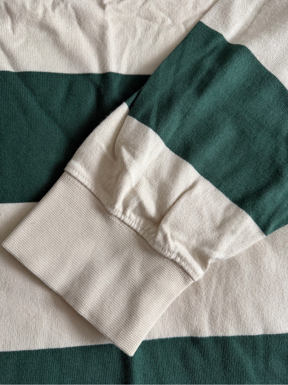 NWT L.L. Bean Deep Green and Cream Vintage Soft Rugby Shirt - Picture 8 of 9